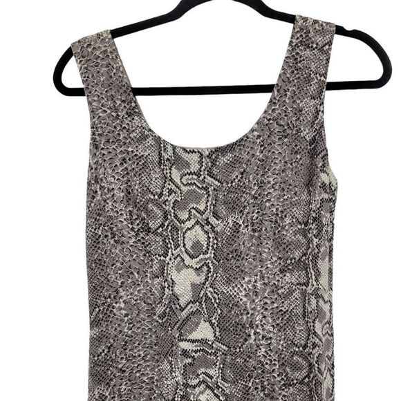 Vtg 90's Taiga Dress Sleeveless Sccop Neck Pencil Midi Snake Print Gray Sz 2 - Picture 9 of 12